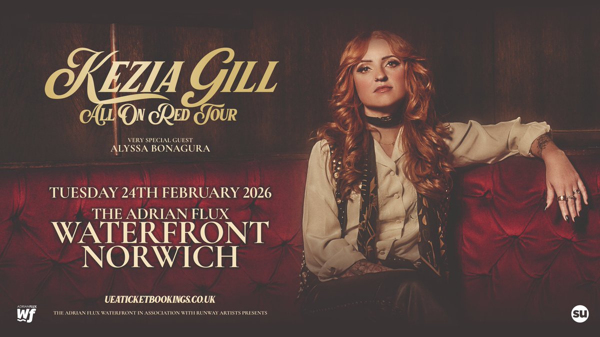 🚨ON SALE NOW🚨 @Keziagillmusicwill is heading to The Waterfront in February!
Recently crowned AMA-UK Live Act of the Year, she continues to prove why she’s one of the most exciting live performers in the UK Country and Americana scene.

Tickets&gt; ueaticketbookings.co.uk/event/kezia-gi…