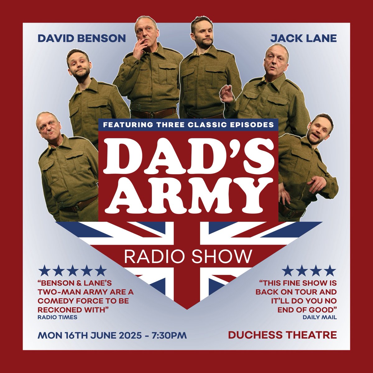 📣 It’s our WEST END debut tonight! 
Don’t miss <a href="/DavidBensonSays/">David Benson</a> and <a href="/RealJackLane/">Jack Lane</a> at the Duchess Theatre. ONE NIGHT ONLY 🎟️ nimaxtheatres.com/shows/dads-arm…
