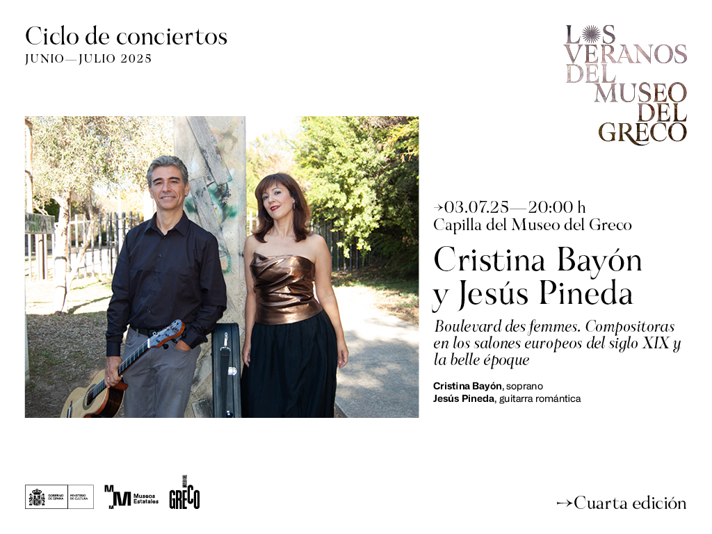 Museo del Greco (@museodelgreco) on Twitter photo Boulevard des femmes. Compositoras en los salones europeos del siglo XIX y la belle époque
Concierto
🗓️ Jueves 3 de julio.
⌚️ A las 20:00 horas.
🏛️ Capilla del Museo del Greco.
📩 Necesaria inscripción previa a través del email difusion.mgreco@cultura.gob.es
#MuseoDelGreco Boulevard des femmes. Compositoras en los salones europeos del siglo XIX y la belle époque
Concierto
🗓️ Jueves 3 de julio.
⌚️ A las 20:00 horas.
🏛️ Capilla del Museo del Greco.
📩 Necesaria inscripción previa a través del email difusion.mgreco@cultura.gob.es
#MuseoDelGreco