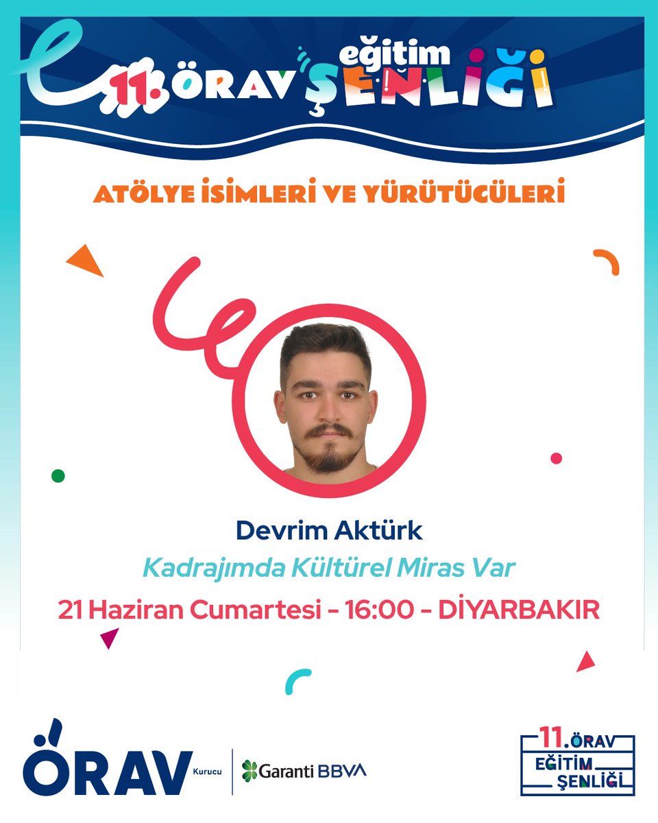 Tarihin, kültürün ve dayanışmanın şehri DİYARBAKIR, geliyoruz! 🏰🌿
#EğitimŞenliği bu kez Dicle'nin kıyısında, Mezopotamya’nın kalbinde!

Atölyeler, ilham dolu içerikler ve birlikte öğrenmenin coşkusuyla Diyarbakır’da buluşuyoruz.
Diyarbakırlı eğitim gönüllüleri, siz olmadan