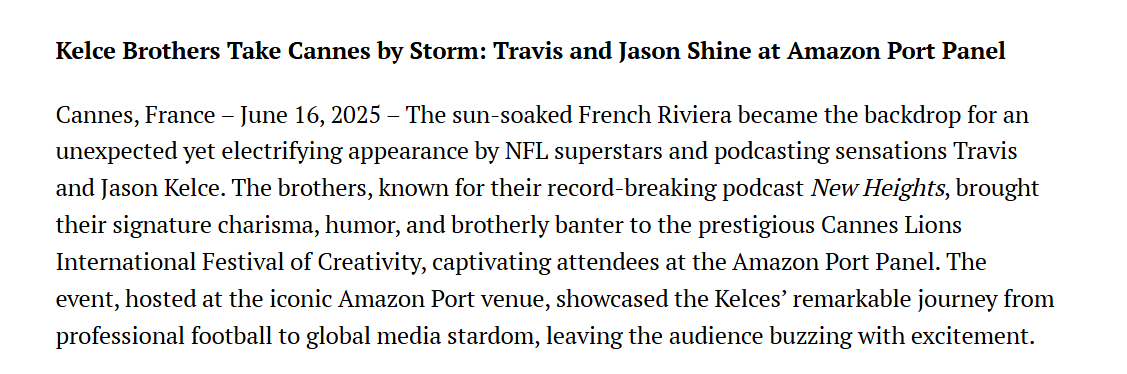 ireneHa20242849's tweet photo. travis kelce 🔥 & jason bring their signature charm to cannes france for amazon port panel at cannes lions festival #TravisKelce #NFL #Amazon #Cannes #Podcast #June16 #NewHeights #Wondery+
more 👇 https://t.co/y356Pmp7JD