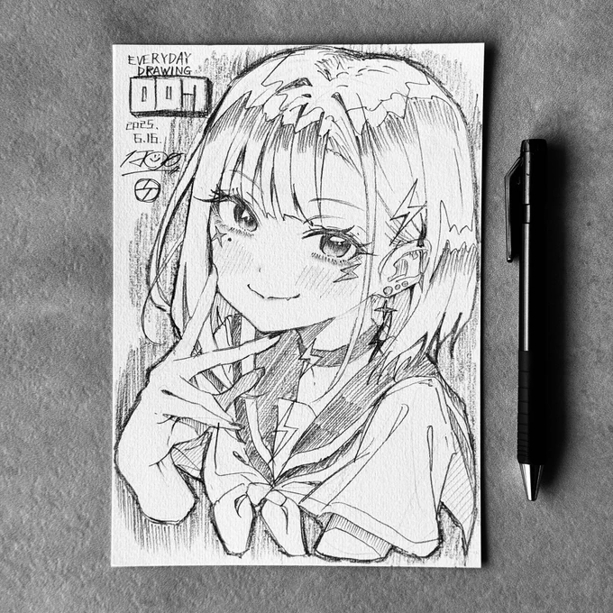 【毎日チャレンジ✍🏻】

YouTubeで始めた新企画「毎日線画-everyday drawing-」の007枚目です。  

■サイズ:A5(210mm×148mm) 
■画材:鉛筆、シャープペンシル 
■紙:クレールフォンテーヌ 水彩紙
└紙目:中目(コールドプレス) 
└紙厚:300g/㎡(超厚口) 
└紙色:オフホワイト 
