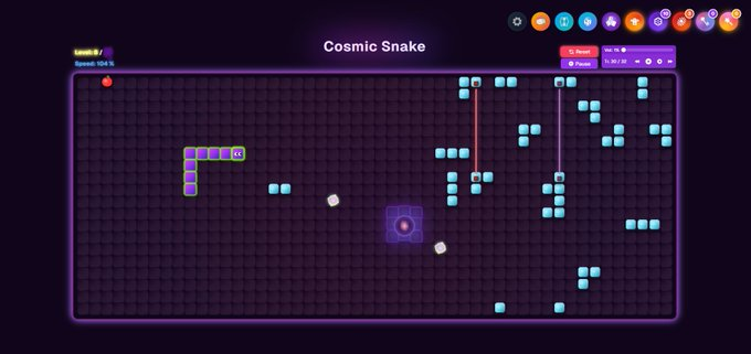 snake_cosmic's tweet photo. @advertisegames Redefining the classic Snake game from the ground up.

Ton of challenges, mechanics, and collectibles await —plus duo co-op mode coming in close future! Playable via Browser - no sign up, just pure fun! Link in Bio🐍 https://t.co/UJmqpk52x0