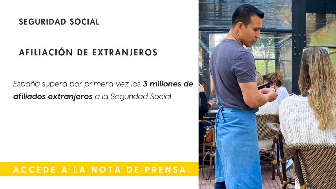 📊España supera por primera vez los tres millones de afiliados extranjeros a la Seguridad Social

• Solo el 11,3% de afiliados extranjeros tiene un contrato temporal, mínimo histórico

run.gob.es/yfla991f