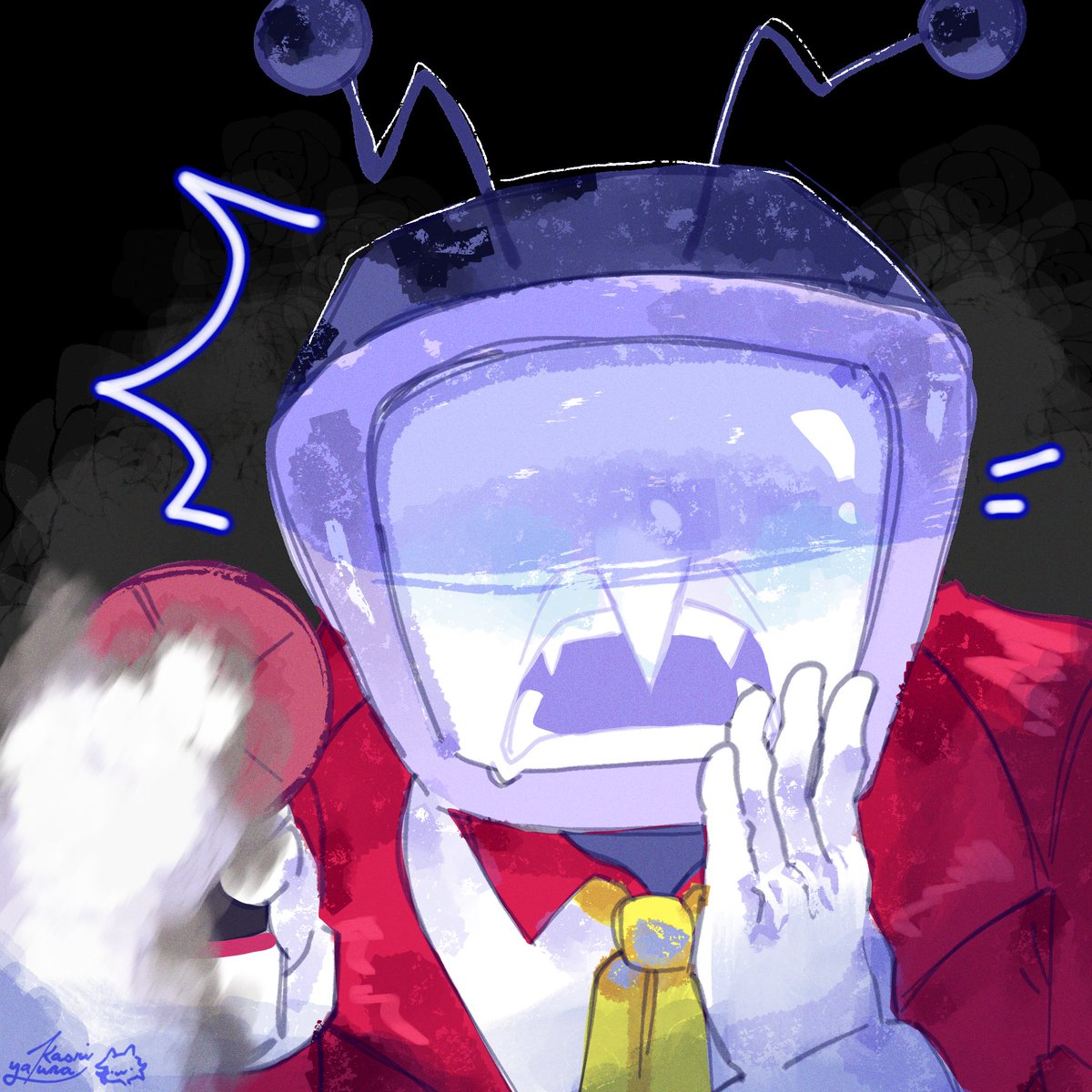 KaoriYakuna's tweet image. *insert spray noise* (also yeah quick doodle)
#deltarune #tenna #spamton #fanart