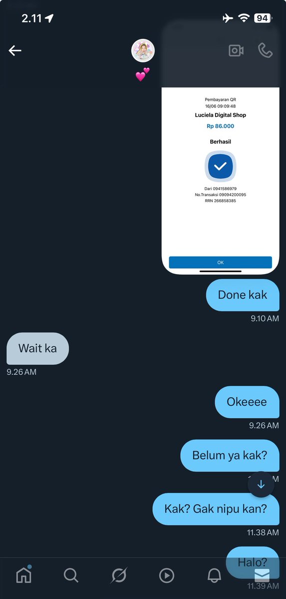 PENIPU // SCAMMER

bantu RT biar gaada yg kena lagi.

Spesialis beli tiket bioskop, allo bank, dll. dan akunnya @lilisjastip atau akun wa 0881037005683. 

#zonauang #zonaba