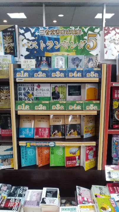 新書

1位 　世界のニュースを日本人は何も知らない　BEST版（#谷本真由美）
2位 　「老けない人」の習慣、ぜんぶ集めました
3位 　知らないと恥をかく世界の大問題　16　（#池上彰）
4位　ユダヤ人の歴史（#鶴見太郎）
5位 　私はがんで死にたい（#小野寺時夫）