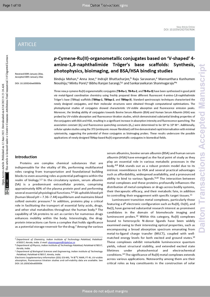 I am happy to share that our recent article has been published in Dalton Transactions.  pubs.rsc.org/en/content/art…