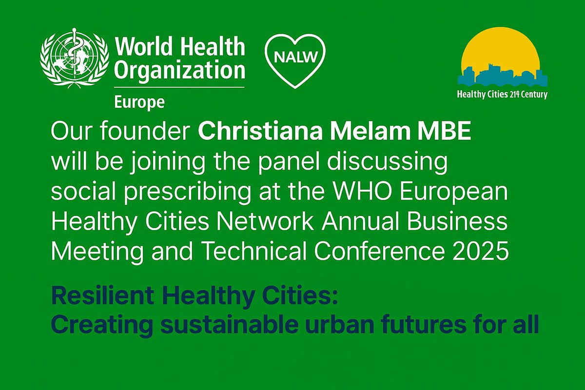 National Association of Link Workers (@nalwuk) on Twitter photo Our founder <a href="/Christy_Melam/">Christiana Melam MBE</a> joins the WHO European Healthy Cities Conference this week to discuss the role of social prescribing in resilient, inclusive urban health.
📘 Learn about the #SocialPrescribing #LinkWorkerModel 🇬🇧 classprofessional.co.uk/books-ebooks/h…
#CommunityHealth Our founder <a href="/Christy_Melam/">Christiana Melam MBE</a> joins the WHO European Healthy Cities Conference this week to discuss the role of social prescribing in resilient, inclusive urban health.
📘 Learn about the #SocialPrescribing #LinkWorkerModel 🇬🇧 classprofessional.co.uk/books-ebooks/h…
#CommunityHealth