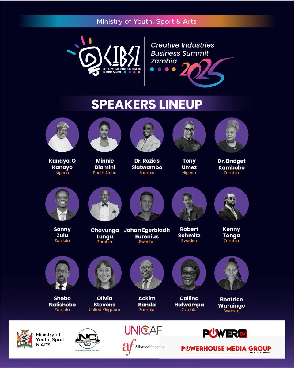 _amkanye's tweet photo. Meet the speakers lineup!
Just 10 days to go until #CIBS2025, and the stage is set.
Creative leaders. Cultural disruptors. Global thinkers.
๐ Register here: https://t.co/uETYhLLvl4
Be there. Be inspired.
#CreativeAfrica #ZambiaEvents #CreativeSummit #SpeakerLineup #CIBS2025 https://t.co/j6h2LzsOMV