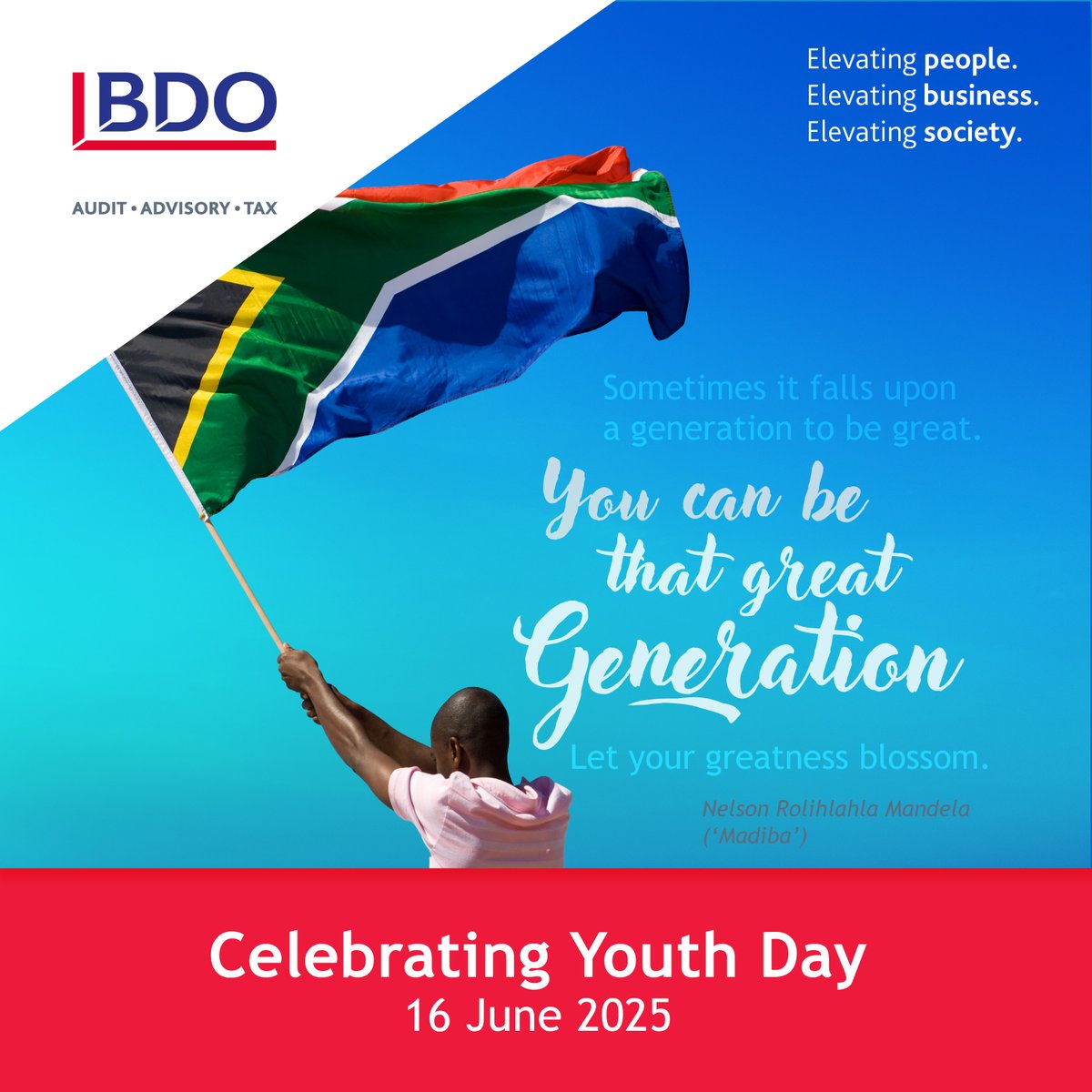 Happy Youth Day!

Today, we celebrate the power, resilience, and passion of the young people who are shaping our future. Let’s honour the spirit of the youth of 1976 by continuing to elevate and empower the youth of today.

#BDOSA #BDOElevates #ElevatingSociety #YouthDay2025