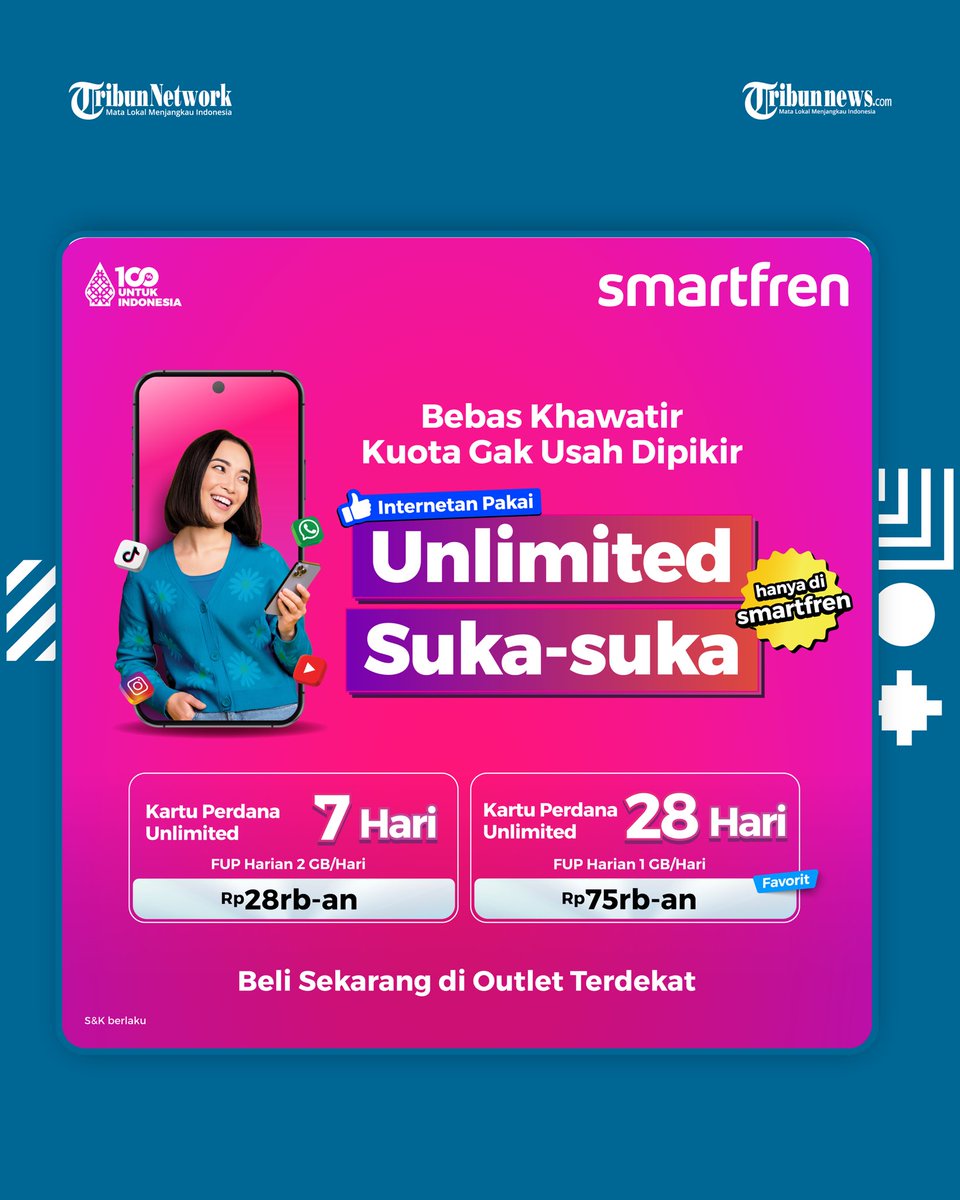 Sekarang sinyal smartfren makin kuat &amp; jaringannya makin luas! Menjangkau lebih banyak daerah di Indonesia, internetan jadi makin lancar di mana pun kamu berada.

Pakai Kartu Perdana smartfren Unlimited Suka-suka, bebas pilih masa aktif harian, mingguan, atau bulanan sesuai