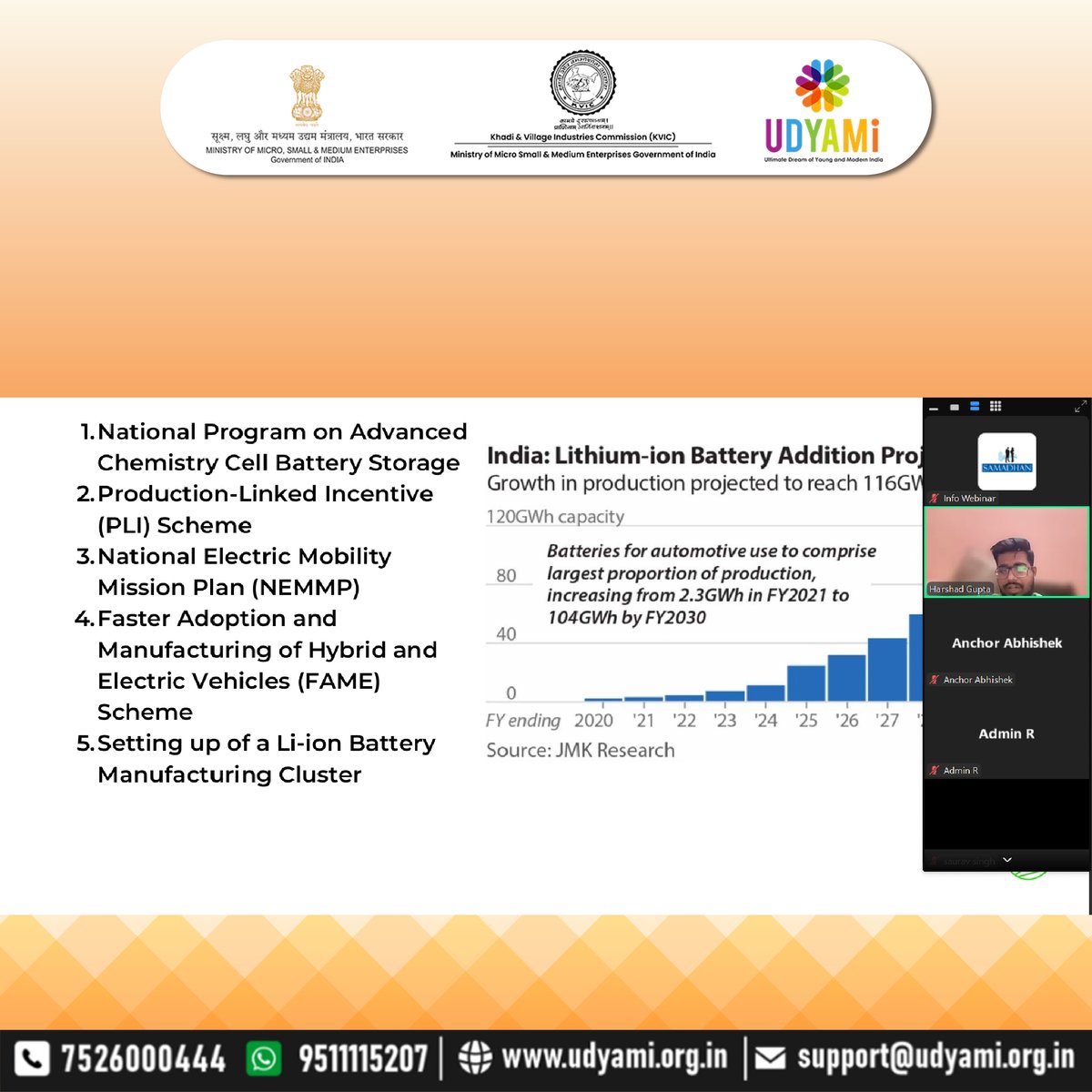 udyamiindia's tweet image. Udyami is proud to announce the success of this week's webinar under the PMEGP Scheme, on Lithium-ion battery Recycling Business. If you missed out on this webinar, here is the link to the webinar -
youtube.com/live/8QtWjXQ_k…
#lithiumion #batteryrecycling #battery #webinar