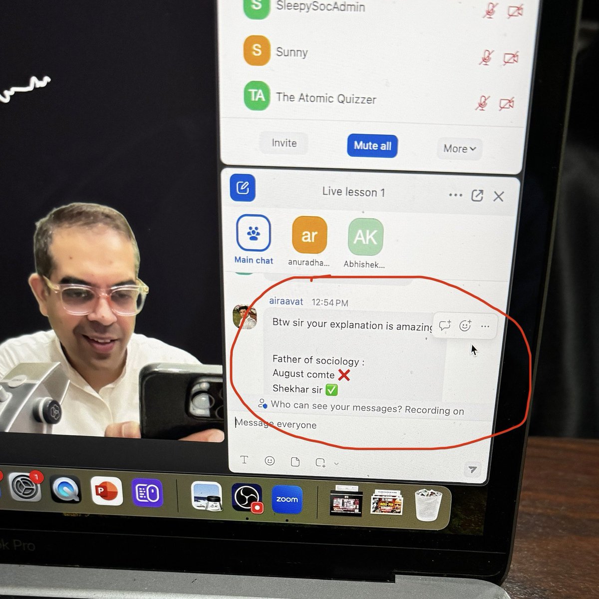 Shekhar Dutt (@duttshekhar) on Twitter photo So this happened in todayโs Live class ๐น
(I didnโt know how to save this moment, another student said sir click a photo ๐) So this happened in todayโs Live class ๐น
(I didnโt know how to save this moment, another student said sir click a photo ๐)