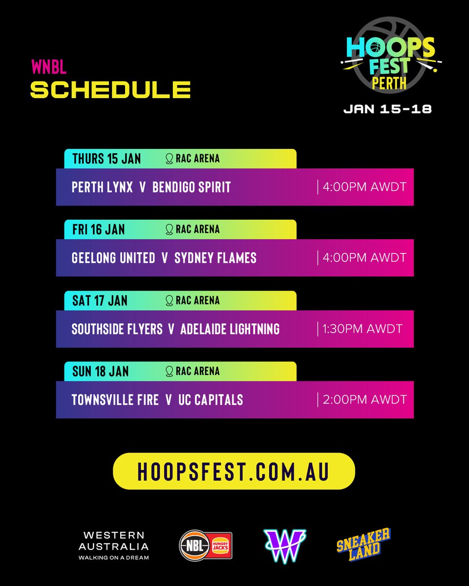 Hoopsfest is back! 💥🏀

This January we're heading to Perth for the biggest basketball event of the summer. The Caps will take on <a href="/WNBL/">WNBL</a> grand finalists, Townsville Fire, on Sunday 18 January. 🧢

🔗Get in early for tickets and pre-register here: nbl-hoops-fest-2024.webflow.io