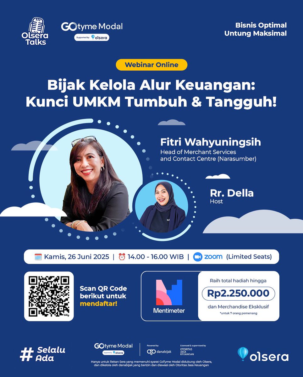 Yuk kita belajar cara mengelola keuangan bagi UMKM! ✨ Tidak dipungut biaya alias GRATIS!

Daftar disini: bit.ly/DaftarOlsTalks