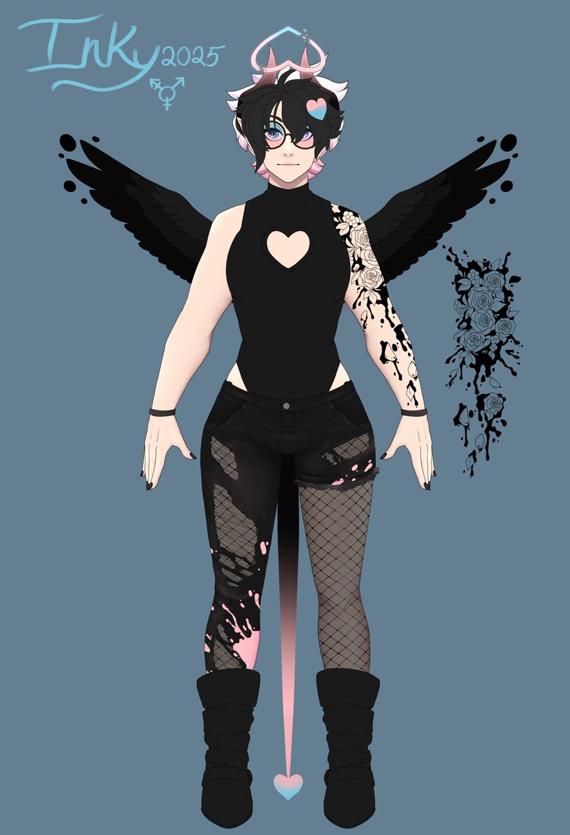 InkyLynnVT's tweet image. I needed an updated ref of Inky. Its thrown together from the WIP of their model and the old version of the model XD I'll have a full updated ref eventually.
