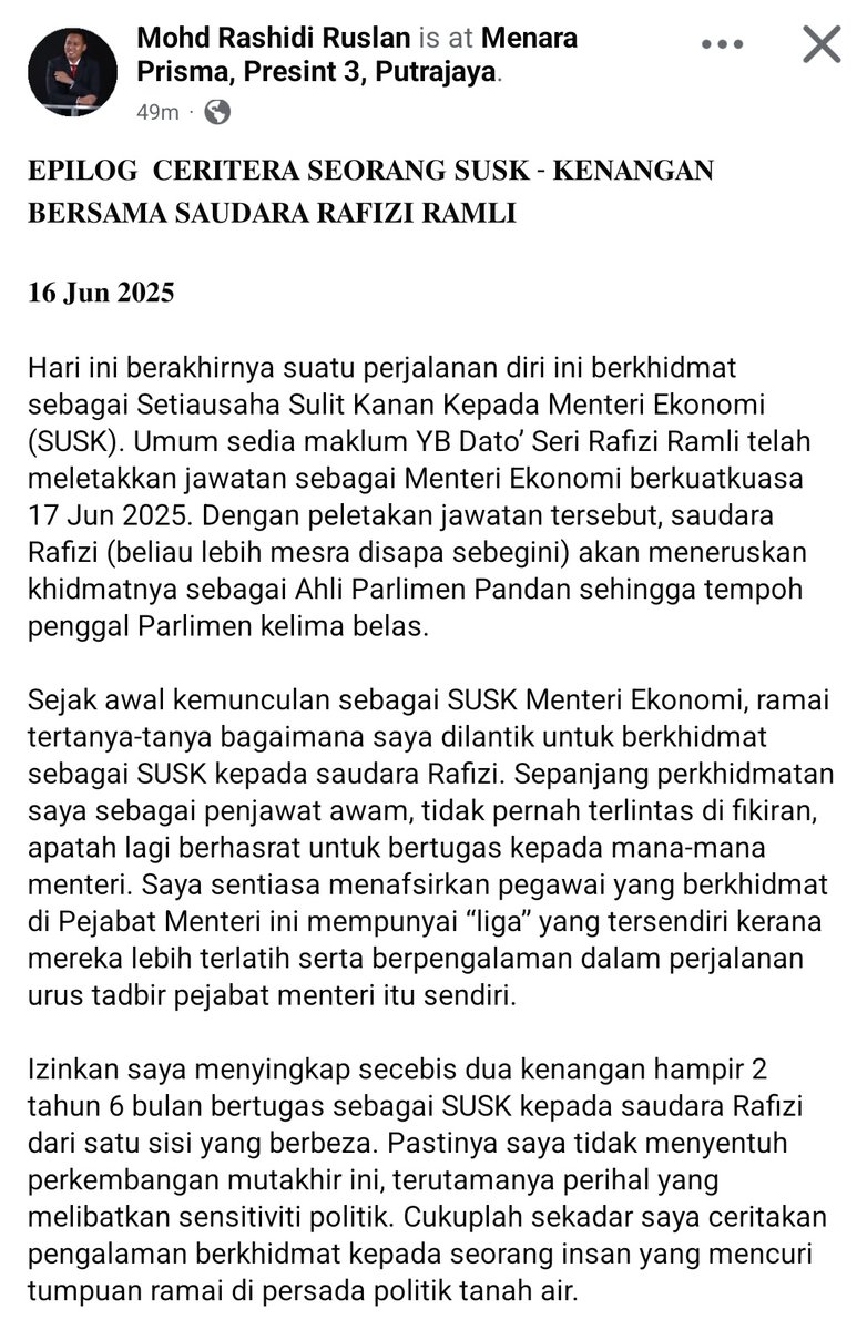 lamkanahraf's tweet photo. Our SUSK penned a farewell note. 

Berair mata baca. 😢

Read here - https://t.co/mwUUzcarGg

1/n https://t.co/cIG5UH9FHm