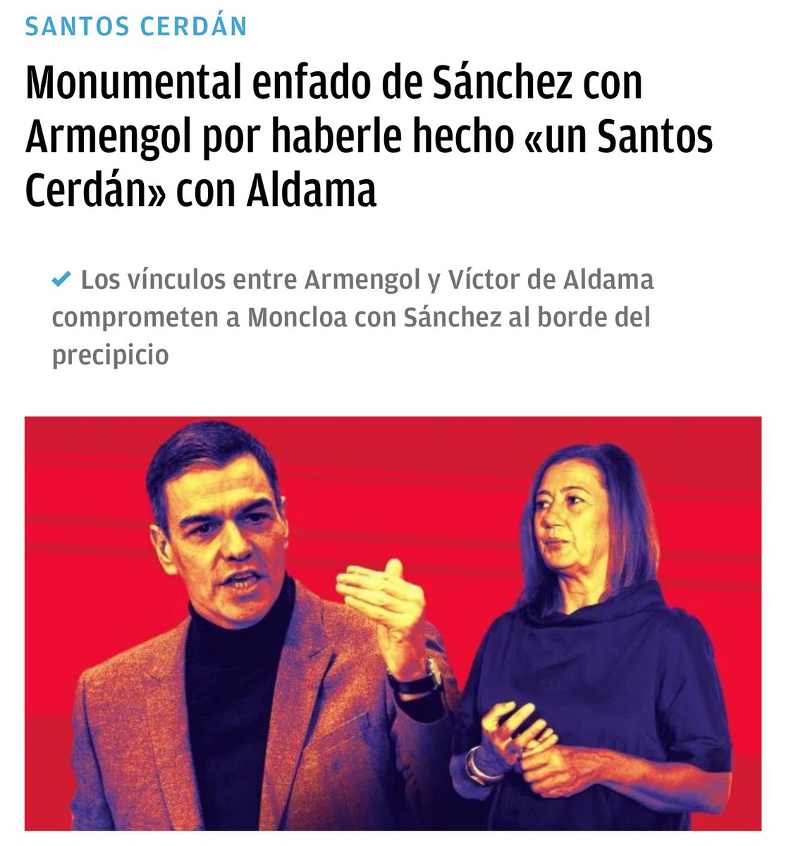 Armengol, una vegada més lligada a la mentida i a la corrupció. 

🤔 Què no haurà fet si també ha estat capaç de traïr a Sánchez? 

#ElPSOEdelaverguenza
#Elpartidodelaverguenza 

🔗 okdiario.com/espana/monumen…