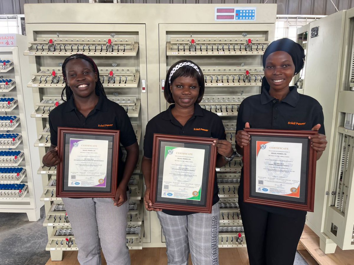 Today, we proudly mark a milestone that Soleil Power is now ISO certified in three core standards:

Use the link: lnkd.in/diEN2jKA

#SoleilPower #ISO9001 #ISO14001 #ISO45001 #CertifiedExcellence #PurposeDrivenEnergy #SustainabilityInAction #PoweringAfrica