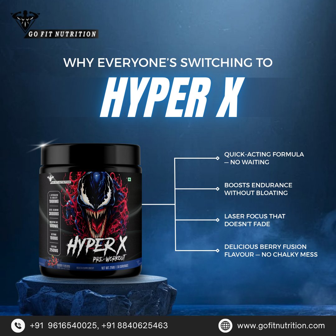 GoFitNutri1290's tweet photo. Your Body Deserves Better Fuel Before a Workout.

If your pre-workout causes crashes or jitters, it’s time to switch. HyperX gives clean energy

🌐 Shop Now: https://t.co/B04jNcqoKO

#PreWorkout #FitnessFuel #HyperX #FatBurner #BetaAlanine #CitrullinePower #GoFitNutrition https://t.co/uYGdLax8bo