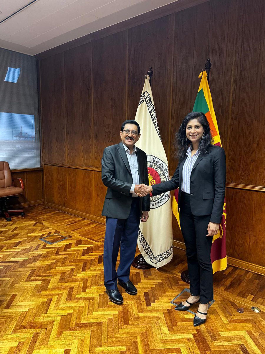 I had an excellent meeting with <a href="/CBSL/">CBSL</a> Governor Nandalal Weerasinghe today. We discussed the central bank’s crucial role in stabilizing Sri Lanka's economy and the progress being made under the authorities’ reform program supported by the IMF.