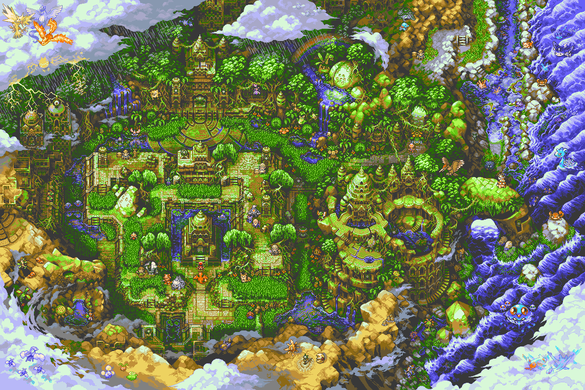 Valley of Ruins from Pokemon LeafGreen &amp; FireRed, for Kanto Redrawn. My biggest pixel art yet