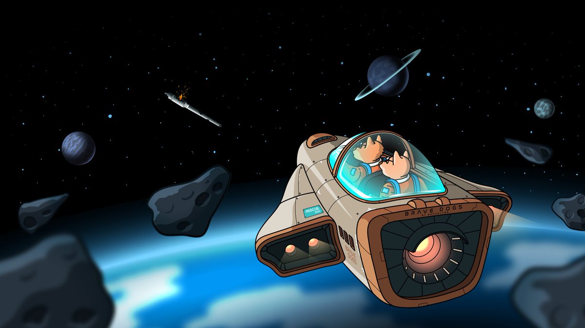 The tragic story of Lyka, reimagined. 
Wallpaper illustration for <a href="/BraveDogsNFT/">Brave Dogs | Space & Beyond</a>