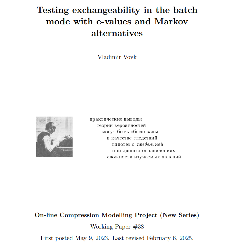 This is a somewhat hard to read paper. But the core idea is simple: adapt standard ideas of conformal testing to test for exchangeability in batch mode, with the difference that conformal test martingales are obtained by compounding e-values. alrw.net/articles/38.pdf