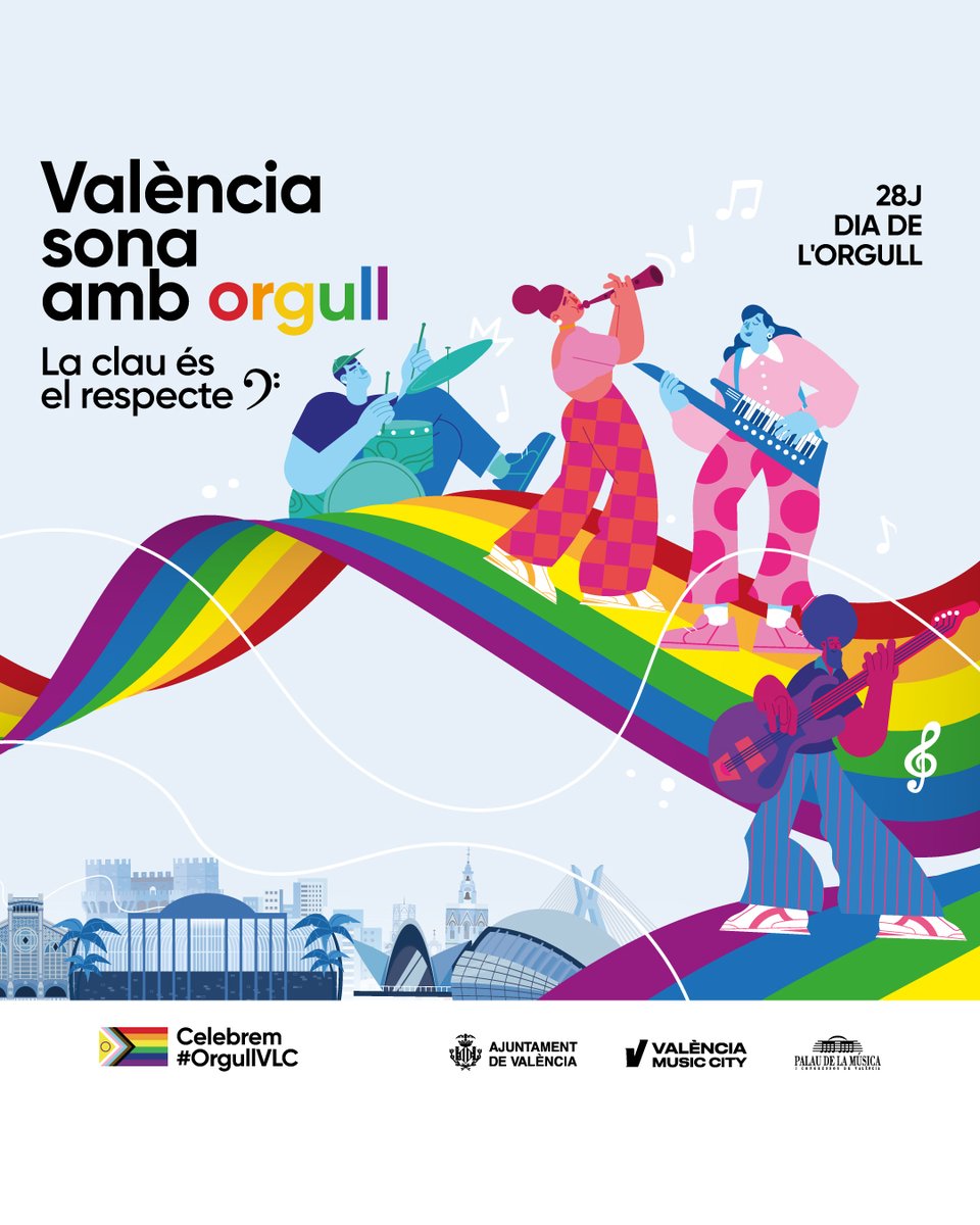 Valencia sona amb orgull

#OrgullVLC 🎶
#OrgullVLC2025 🎷🌈  #ValenciaSuenaaOrgullo #ValenciaSonambOrgull