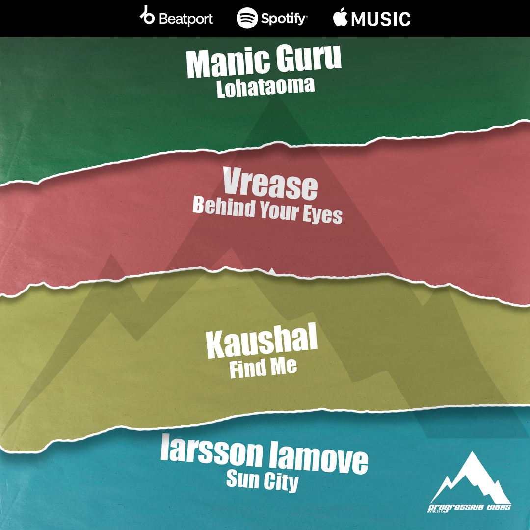Out today on all platforms!
🎧 Manic Guru - Lohataoma
link.progressivevibesmusic.com/pvm1065 
🎧 Vrease - Behind Your Eyes
link.progressivevibesmusic.com/pvm1066l 
🎧 Kaushal - Find Me
link.progressivevibesmusic.com/pvm1067l 
🎧 larsson lamove - Sun City
link.progressivevibesmusic.com/pvm1068l 
#progressivevibesmusic