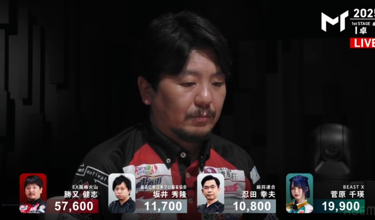 route359driver's tweet image. Mトーナメント🀄
I卓第1試合
軍師勝又🦭
見事に１着ゲット‼️
忍田さんはオーラスにまくられ悔しいラスとなりました🥲
 #Mトーナメント2025 
 #勝又健志 
 #忍田幸夫