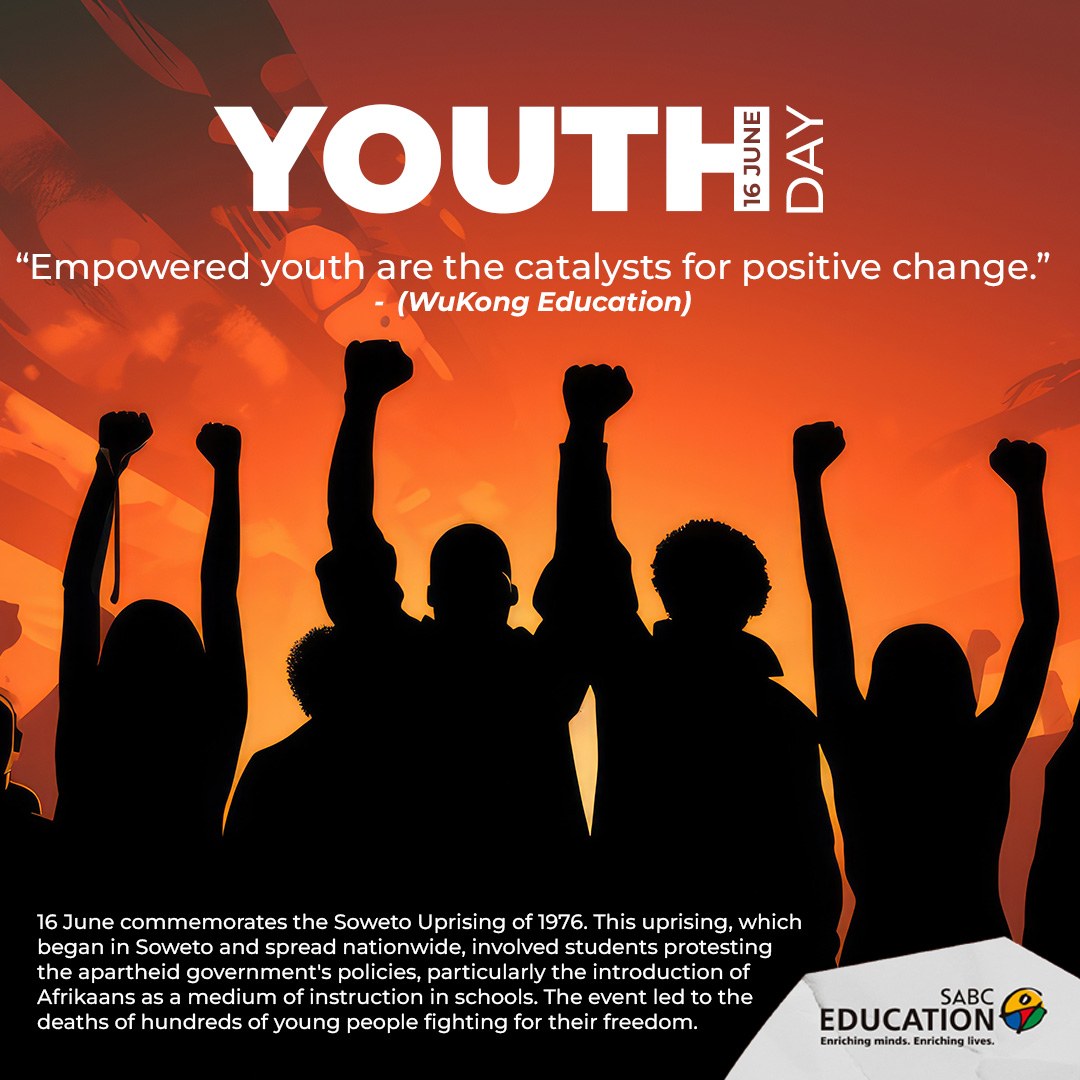 Empowered youth are the catalysts for positive change.

SABC EDUCATION Would like to wish you a HAPPY YOUTH DAY 

#SABCEDUCATION