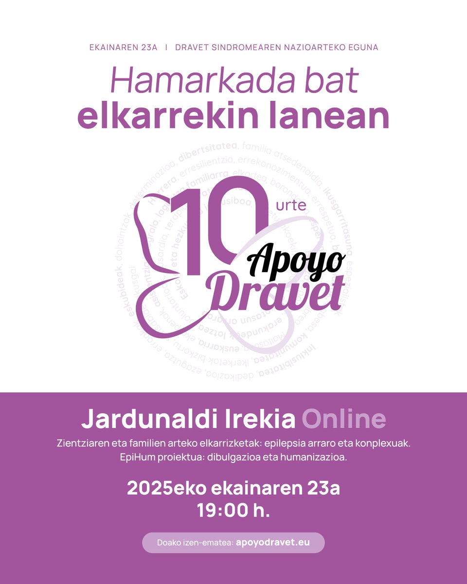 apoyodravet's tweet photo. 💜 ApoyoDravet celebra sus 10 años y el Día Dravet con una Jornada Abierta Online (23 junio, 19 h). Inscripción gratuita.
📣 ¡Ayúdanos a difundirlo!
ℹ️ https://t.co/5qNnZQeHoN
#10ApoyoDravet #DiaDravet #DravetDay #EpiHum https://t.co/hjGVFkWHqj