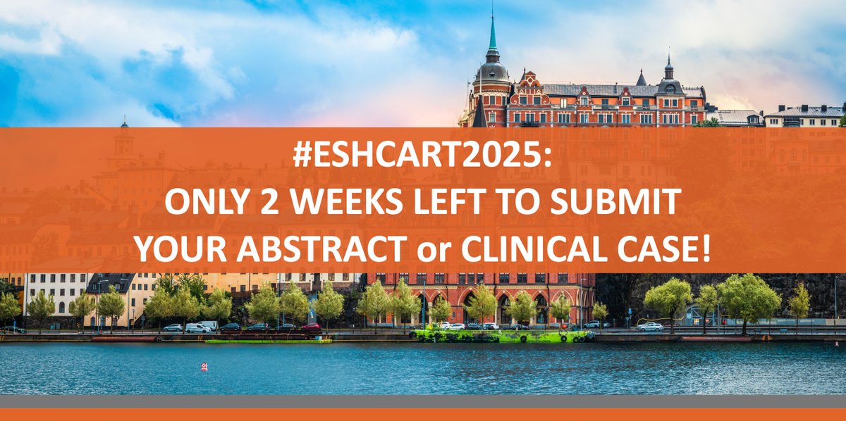 ESH (Haematology) (@eshaematology) on Twitter photo #ESHCART2025 2 WEEKS LEFT FOR ABSTRACT & CLINICAL CASE SUBMISSION!
Proceed now➡️bit.ly/3TExODA
3rd How I Manage #CART Therapies & Bispecific Antibodies for My Patients
Sept 26–28, 2025 Stockholm
Chairs: Caron Jacobson Ulrich Jäger <a href="/Kersten_MJ/">MarieJosé Kersten</a>
#ESHCONFERENCES #MMsm #Lmsm #ESHCART2025 2 WEEKS LEFT FOR ABSTRACT & CLINICAL CASE SUBMISSION!
Proceed now➡️bit.ly/3TExODA
3rd How I Manage #CART Therapies & Bispecific Antibodies for My Patients
Sept 26–28, 2025 Stockholm
Chairs: Caron Jacobson Ulrich Jäger <a href="/Kersten_MJ/">MarieJosé Kersten</a>
#ESHCONFERENCES #MMsm #Lmsm