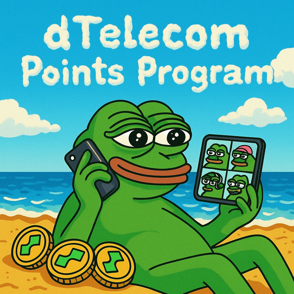 The perfect time to vibe and earn with <a href="/dTel_org/">dTelecom</a> Points Program, even under the warm sun. 🏝️🪙

Talk. Earn. Repeat 👉 dtelecom.org/airdrop

#dTelecom #dMeet #Points #Airdrop #Blockchain #Cryptocurrency #Pepefrog #Pepe #Summer