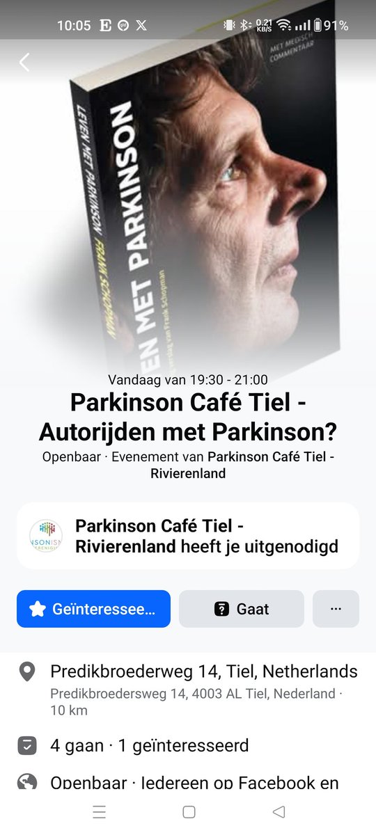 Vanavond in Tiel.... Autorijden met Parkinson?