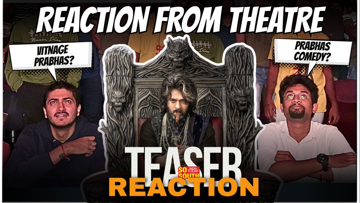 Here is the teaser reaction from the theatre of #TheRajaSaab starring #Prabhas #Maruthi #MalavikaMohanan, #NidhhiAgerwal, #RiddhiKumar music by #SSThaman. Your review in one word? 
 Link: youtube.com/watch?v=o5SrtO………
<a href="/AcharyaMaruthi/">Maruthi Acharya</a> <a href="/ponnappa_sanjay/">Sanjay Ponnappa</a> <a href="/rajasaabmovie/">The RajaSaab</a> <a href="/peoplemediafcy/">People Media Factory</a>