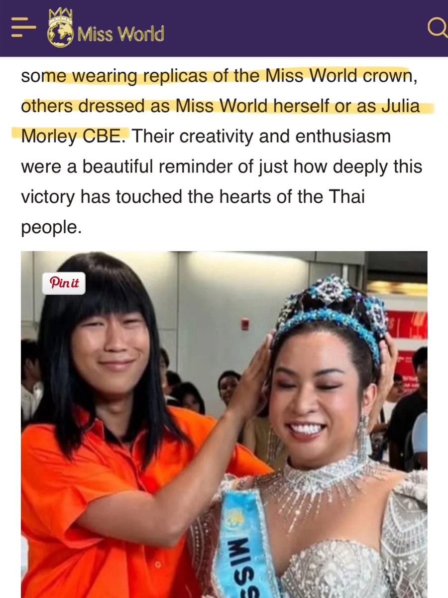 “บางคนใส่มงกุฎมิสเวิร์ล บางคนก็แต่งตัวเป็นโอปอ หรือบางคนก็แต่งเป็นคุณผู้หญิงจูเลีย ความสร้างสรรค์และความพยายามคือสิ่งย้ำเตือนที่งดงามว่าชัยชนะครั้งนี้มันทัชใจคนไทยมากแค่ไหน”

เว็บไซต์ Miss World ทำข่าวการHomecoming โอปอล่าสุด 1ในนั้นมีรูปนี้อยู่ในข่าวด้วยค่ะ 5555555555555555