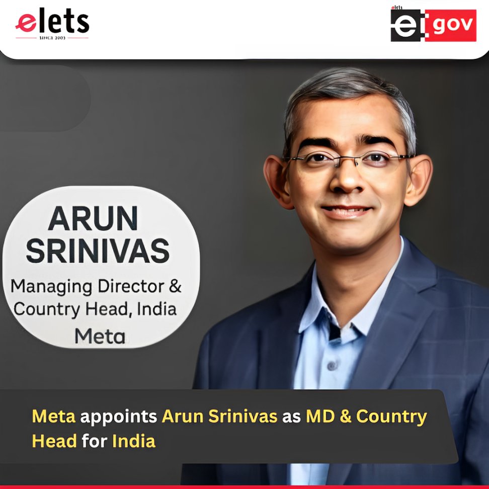 egovonline's tweet image. Meta has appointed Arun Srinivas as the Managing Director and Head for India, marking a key leadership transition following the recent exit of Shivnath Thukral, Vice President and Head of Public Policy.

Read More: tinyurl.com/ys322yep

#LeadershipTransition #MetaIndia