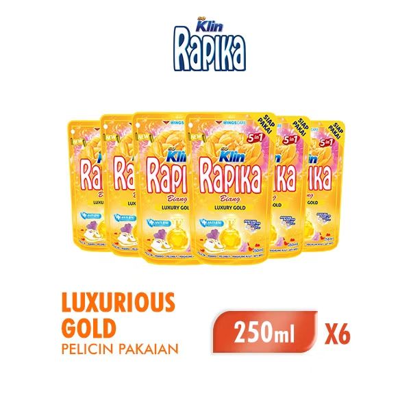 hennyindrie's tweet photo. Cek Rapika Biang Pewangi Pakaian Luxurious Gold Pouch 250 ml x6 dengan harga Rp15.600. Dapatkan di Shopee sekarang! https://t.co/7el9pZALJa https://t.co/KaFVJUI8VE