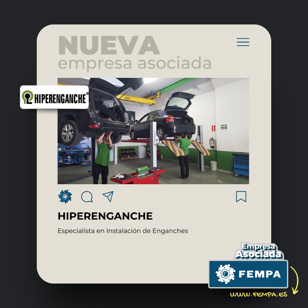 ⭐ #Hiperenganche⭐ Nuevo #ASOCIADO de #FEMPA.
ℹ️ Descubre las ventajas de nuestras #EmpresasAsociadas en nuestra web! fempa.es/servicios/serv…
#AsociadosFEMPA #FEMPAContigo #SectorMetalAlicante