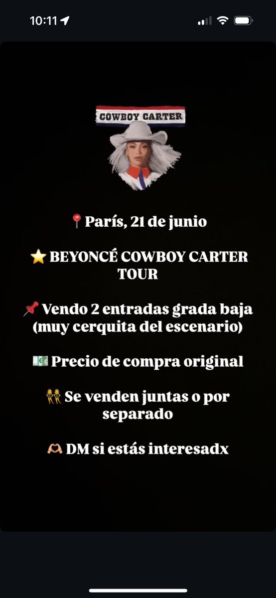 anasublimada's tweet photo. #CowboyCarterTour #CowboyCarterTourParis 
#BeyonceParis 
#beyoncetickets 
#Beyonce 

@Ikerb96 @Jose_MyPotato @iamme_luis @cubano07 https://t.co/H7CUOl3ohx