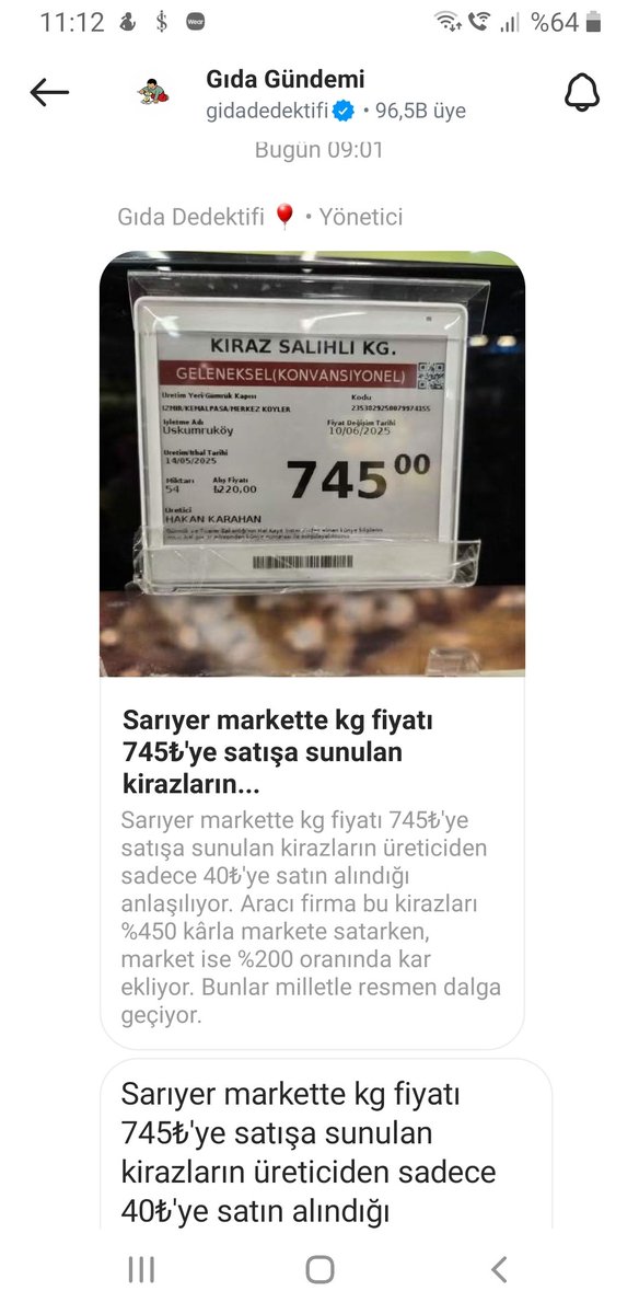 Bu işin sonu nereye varacak belli degil ama içeriden bu devlete millete zarar vermek isteyenler çok o belli. Yazıklar olsun. Kiraz yaa işte... Yunanistanda fiyat 3 euro yalan yok eşim gitti kiraz getirmesini rica ettim. Bakıp bakıp alamamak almamak bu işte.