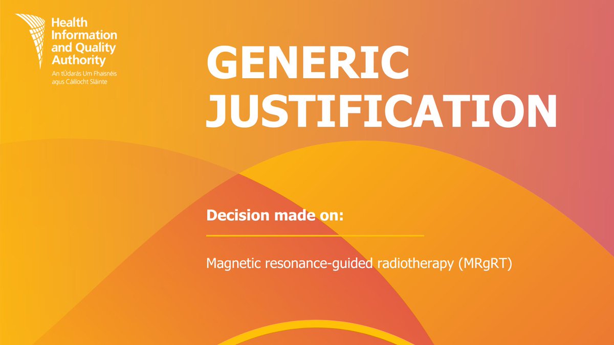HIQA (@hiqa) on Twitter photo We have published a generic justification decision on magnetic resonance-guided radiotherapy (MRgRT). Read it here: hiqa.ie/areas-we-work/… We have published a generic justification decision on magnetic resonance-guided radiotherapy (MRgRT). Read it here: hiqa.ie/areas-we-work/…