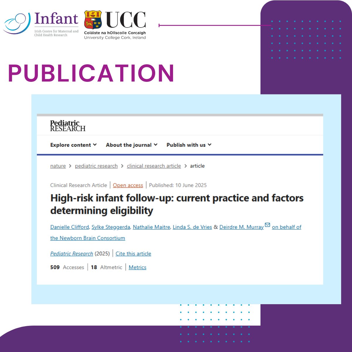 📢 Publication Alert! 📱

📰 " High-risk infant follow-up: current practice and factors determining eligibility” Pediatric Research.

🔗 Read more: nature.com/articles/s4139…