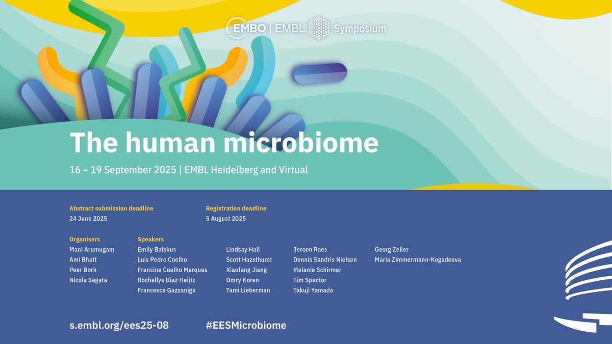 📥 You have only until 24 June to submit your abstract for 'The human microbiome'❗

🔬💊 Explore cutting-edge breakthroughs in microbiome research, from methodological innovations to integrative approaches and personalised therapeutics. #EESMicrobiome

➡️ s.embl.org/ees25-08-x