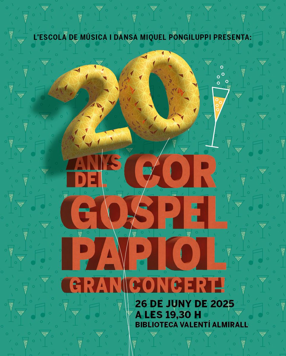 🎉 El Cor Gospel Papiol celebra vint anys de trajectòria amb un gran concert commemoratiu!
📅La celebració serà el dijous 26 de juny a les 19.30 h, aquest acte tindrà lloc a la Biblioteca Valentí Almirall.