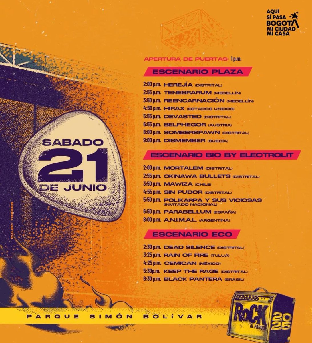 Colombia!! 🇨🇴 Get ready to be dismembered!  On June 21st at Rock al Parque in Bogota!! Nos vemos pronto maniacos extremos! 🤘🏻