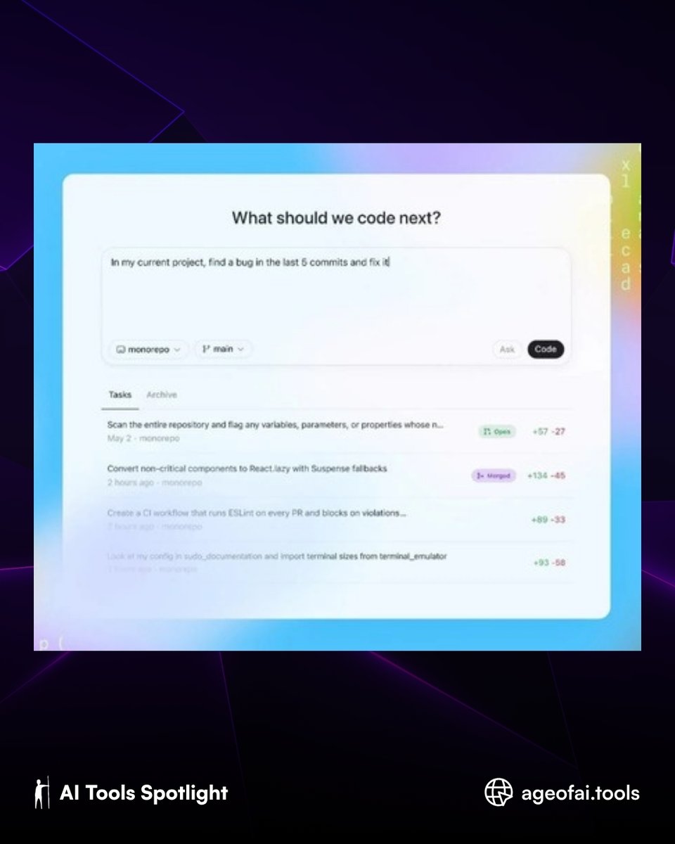 ageofaitools's tweet image. 🔧💡 ChatGPT’s Codex now generates multiple solutions for your coding prompts—choose the best one instantly. New keyboard shortcuts? Yes please! #ChatGPTCodex #AICoding #DeveloperTools